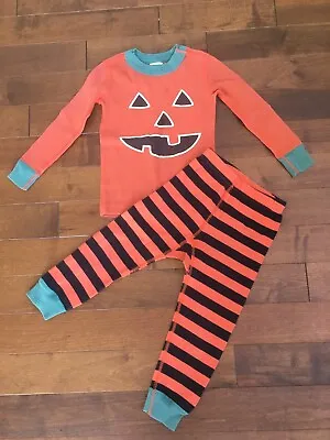 Hanna Andersson Orange Pumpkin Halloween PJs Pajamas Long Sleeve 90 Size 3 • $12.99