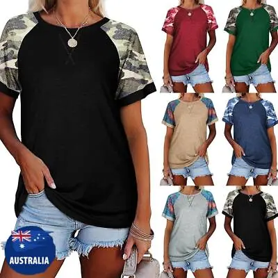 $21.69 • Buy Womens Camo Short Sleeve T-Shirt Tops Ladies Summer Casual Loose Tee Blouse AU