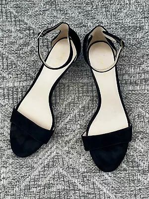 Nine West Black Suede Evening Strappy Shoes Sandals Heels 9.5 Wedding Cocktail • $42