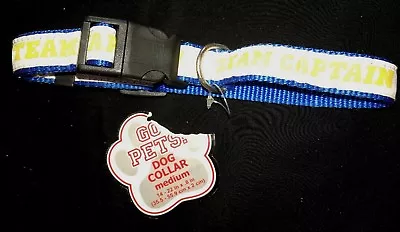 MALE PUPPY DOG TEAM CAPTAIN COLLAR Blue White Yellow MEDIUM NEW NWOT Cute @@ • $3.40