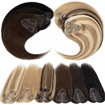 CLEARANCE Remy Human Hair Topper Toupee Hairpiece Top Wig Clip In Lace Silk Base • $49.87
