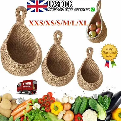 £10.95 • Buy Natural Jute Vegetable Fruit Basket Hanging Basket Storage Basket Flower Planter