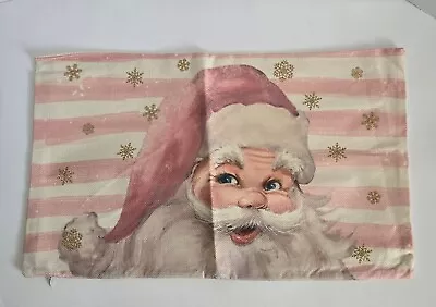 Christmas 20 X12  Throw Pillow Cover Case Winter Holiday Home Decor Santa Pink • $6.98