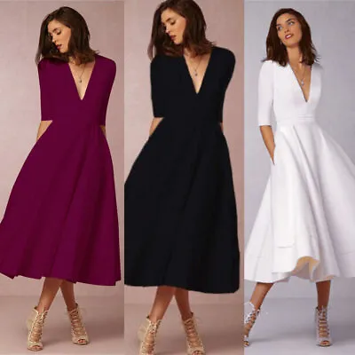 £18.99 • Buy Womens Elegant Party Evening Maxi Dress V-Neck Cocktail Prom Club Dress Ladies