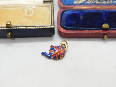 Gold Plated & Enamel British Union Jack Teapot Charm Vintage C1990 • £15