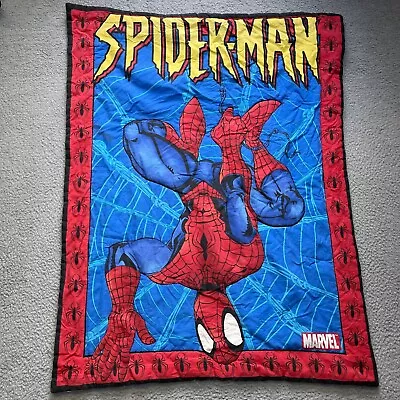 Marvel Spider-Man Animated Series Vintage 90's Comforter Bed Spread 40” X 32” • $37.46