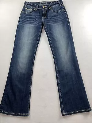 Rock & Roll Mid Rise Cowgirl Denim Blue Jeans Women's Size 29 X 32 • $19.99