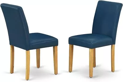 Parson Kitchen Oasis Blue Faux Leather Padded Dining Chairs Set Of 2 • $100.13