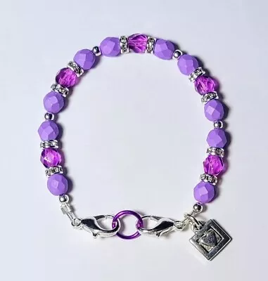 Purple Passion Czech Glass Beads  Medical Alert ID Replacement Bracelet 6.5  • $8.50