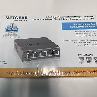 NETGEAR 5 Port Gigabit Smart Switch Business GS105E #515 • $29