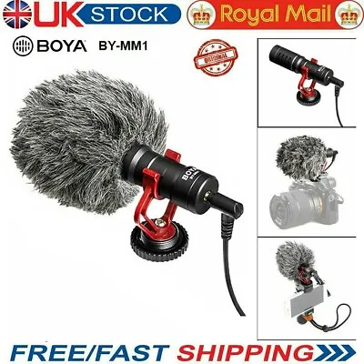 UK BOYA BY-MM1 3.5mm Microphone Pocket Video Mic For DSLR Camera Samsung Phone • £19.99