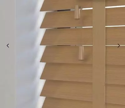 Wooden Blinds Premium 50mm Slats Light Honey With Havana Cotton Tape • £99.99