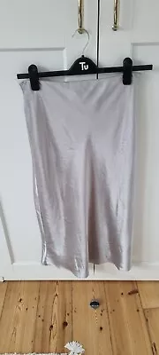 BNWT Mango Metallic Silver Midi Skirt M 12 • £16