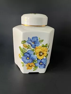 Vtg AK KAISER Floral Pansy Porcelain MCM 1960s West Germany Tea Caddy Canister • $24