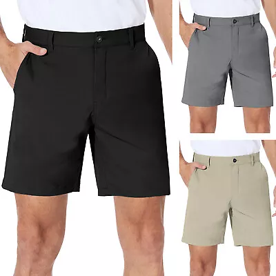 Men Stretch Chino Shorts Flat Front Lightweight Quick Dry Waterproof Relaxed Fit • $20.99