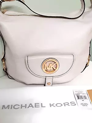 NWT Michael Kors Large Shoulder Handbag Fulton Vanilla Pebble Leather Dust Cover • $175.78