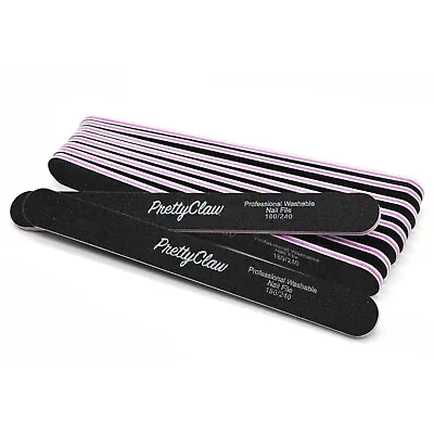 10pc Professional Nail Files Acrylic File Straight Black File 180/240 Grit • $8.75