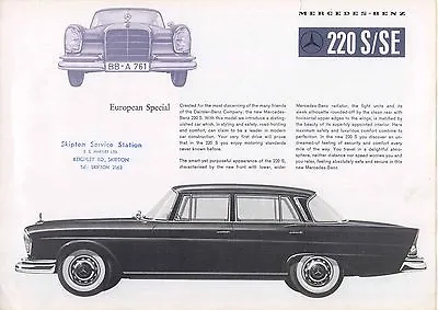Mercedes Benz 220 S & SE Fintail Saloon 1960 Original UK Brochure Pub. 1274/e • $12.43