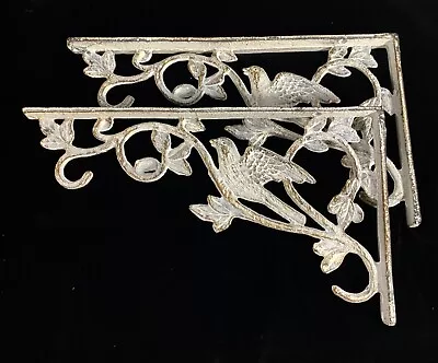 2 Vintage Cast Iron Shelf Brackets Corbels WALL ART Scroll Bird Victorian • $48