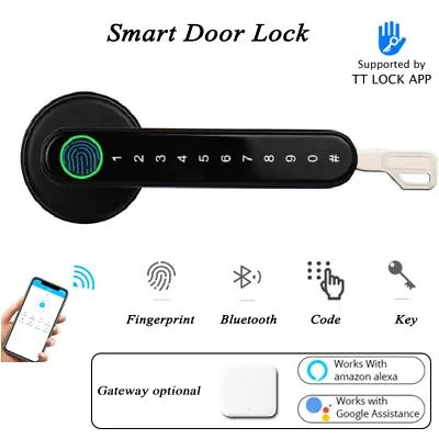 Electronic Smart Fingerprint Handle Door Lock Security Bluetooth4.1 Password Key • $152.55