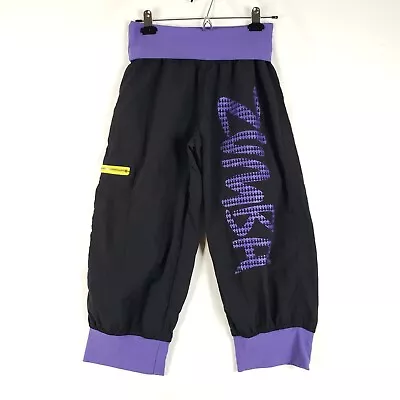 Zumba Capri Cargo Pants Womens Large Electro Purple Black Nylon Dance Workout • £18.33