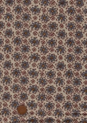 100% Cotton Dress Fabric Vintage 1970s Blue Brown Ecru Floral Patchwork Craft • £3