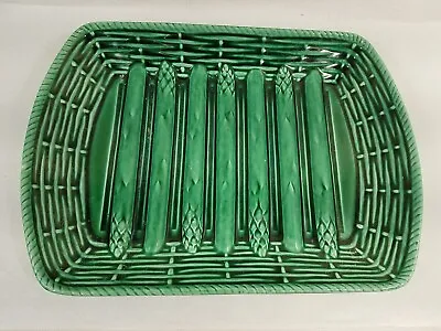 Vintage Green Asparagus Rectangular Majolica Platter Sarreguemines France EXC • $85