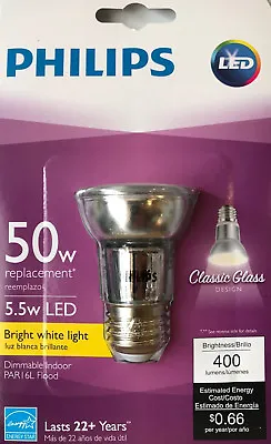 PHILIPS 5.5-Watt  Classic Glass  PAR16L Dimmable Bright White LED Flood Light • $12.99