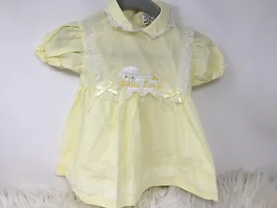 Vintage Yellow W/ Lace And Little Lamb  Baby Girl Dress 18mo 23-26lb READ • $13.20