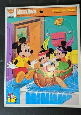 Vintage 70s Whitman Mickey Mouse Canoe Frame Tray Puzzle 14 1/2 X 11 TV W454-2 • $6.98