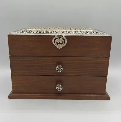 Brighton Lacie Daisy Jewelry Chest Wood Box With Silver • $55.50