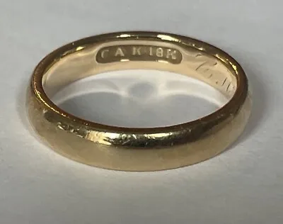 Antique 18k Gold 3.8mm Wedding Band Mourning Ring Size 6.75  Dated 1904 • $450