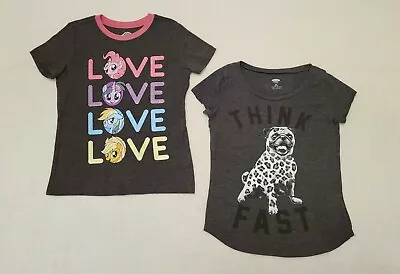 Old Navy & My Little Pony Shirts Girls 6-7 2PC Short Sleeve Gray Dog Love • $8