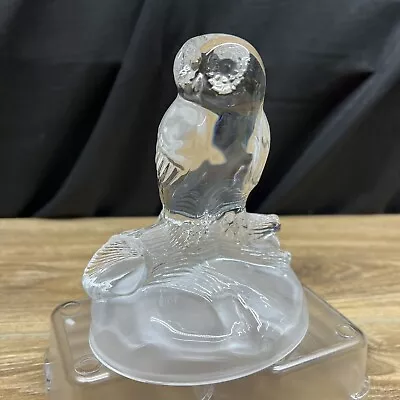 Vintage Lead Crystal Owl On Frosted Base Figurine • $15.99