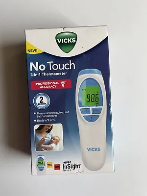 VICKS No-Touch 3 In 1 VNT200US Thermometer Measures Forehead Food And Bath NEW • $7