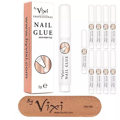 Vixi 2g STRONG NAIL GLUE CLEAR - FREE FILE 💖Pro Acrylic False Nails Tips Art UK • £0.99