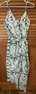 Sheike Size 6 Green Lava Dress Knot Waist Open Leg Hi Low Hem Maxi Wrap Gown   • $50