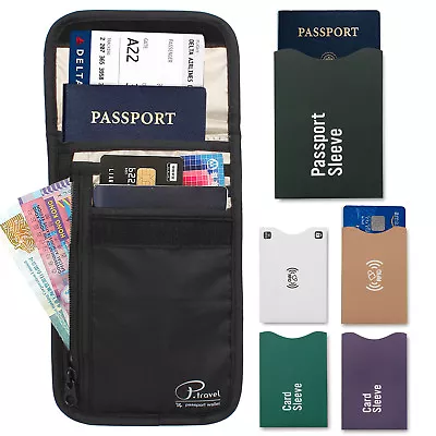 $21.99 • Buy Travel Security Passport RFID ID Holder W/ Neck Strap Mens Wallet Card Sleeves