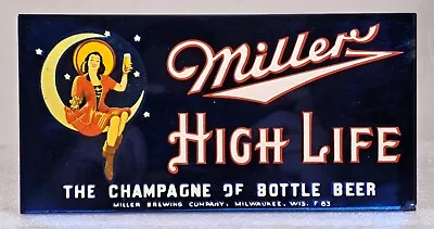 Old Miller Beer Cobalt Blue Glass Back Bar Sign Miller Brewing Co. Milwaukee WI • $51
