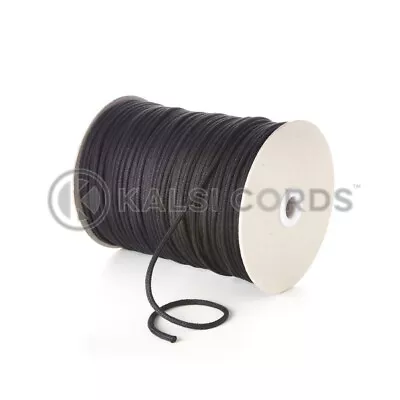 4mm THIN ROUND BRAIDED COTTON CORD STRING IN BLACK WHITE OR NATURAL UN-DYED • £4.49