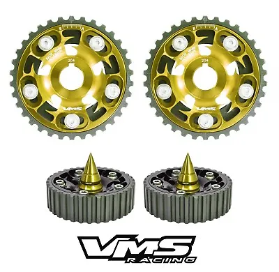 Gold Vms Racing Adjustable Cam Gears + Spiked Bolts For Honda Prelude H22 H22a • $124.95