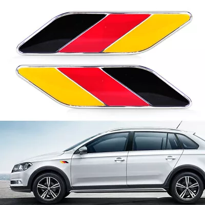 2X Aluminum Germany Flag Emblem Badge Stripe Sticker Fit For VW Audi BMW Benz W • $7.49