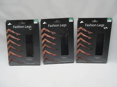 3 Prs Pretty Legs UK Fashion Legs Mock Suspender Tights Black M / L • $18.59
