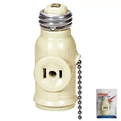 Light Socket Adapter Pull Chain Two Outlet Control Bulb Dual Receptacle Switched • $7.87