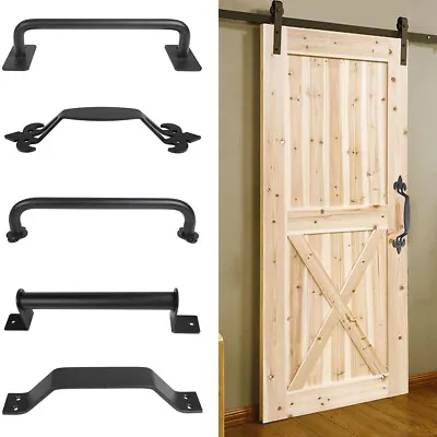 Iron Sliding Barn Door Handle Rustic Pull Flush Gate Garage Hardware With Screws • $8.56