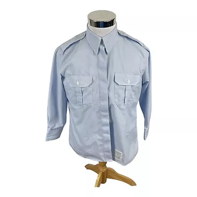 US Air Force Dress Shirt Womens Size 15 Blue Button Up Military Uniform • $18.88