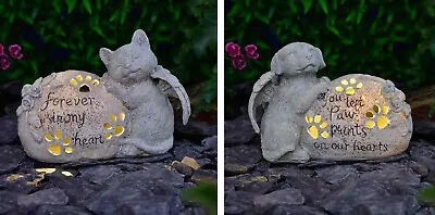 Solar LED Lit Cat Dog Pet Memorial Light Waterproof Garden Outdoor Decoration • £15.95