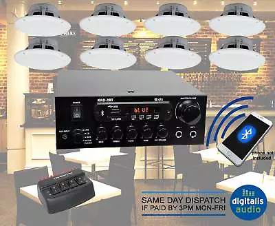 £74.99 • Buy Cafe Restaurant Bluetooth Amplifier Ceiling Speaker System Kit Choose 2,4,8 NEW