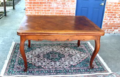 French Antique Oak Wood Louis XV  Draw Leaf  Dining Room Table • $2400