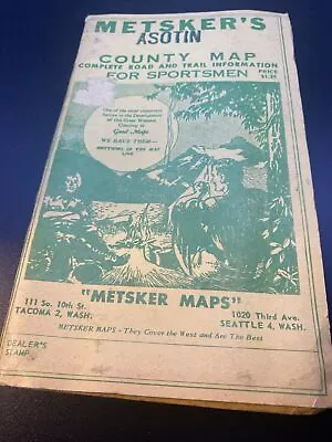 Vintage Metsker's Sportsmen's Guide Asotin County Map Washington State • $5